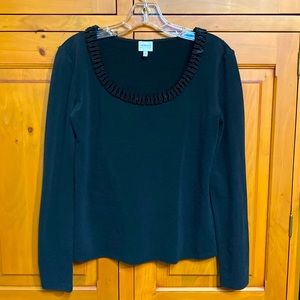 Armani Collezioni ladies top with neckline detail. Size 8. Black.
